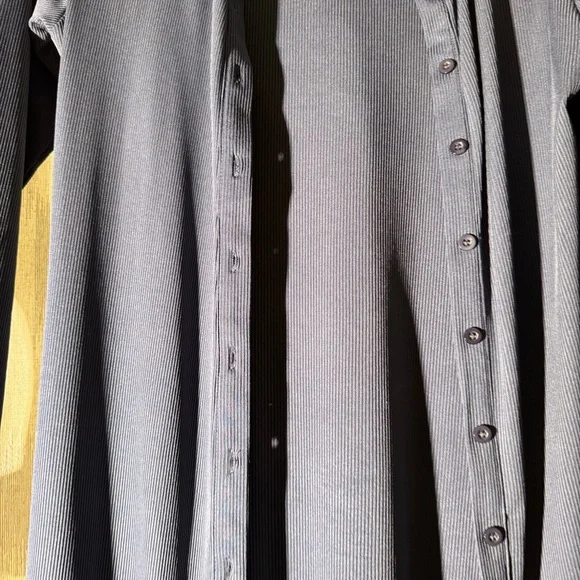 NWOT Blue Ribbed Button-Down Dress - Picture 5 of 7